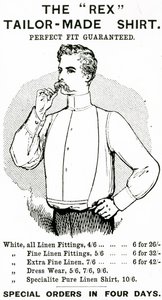 &39;The Rex Tailor-Made Shirt&39;的广告，1890年（雕刻和凸版印刷） 作者 英语学校